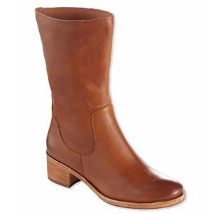 Brown Leather Mid Calf Boots by Kork-Ease